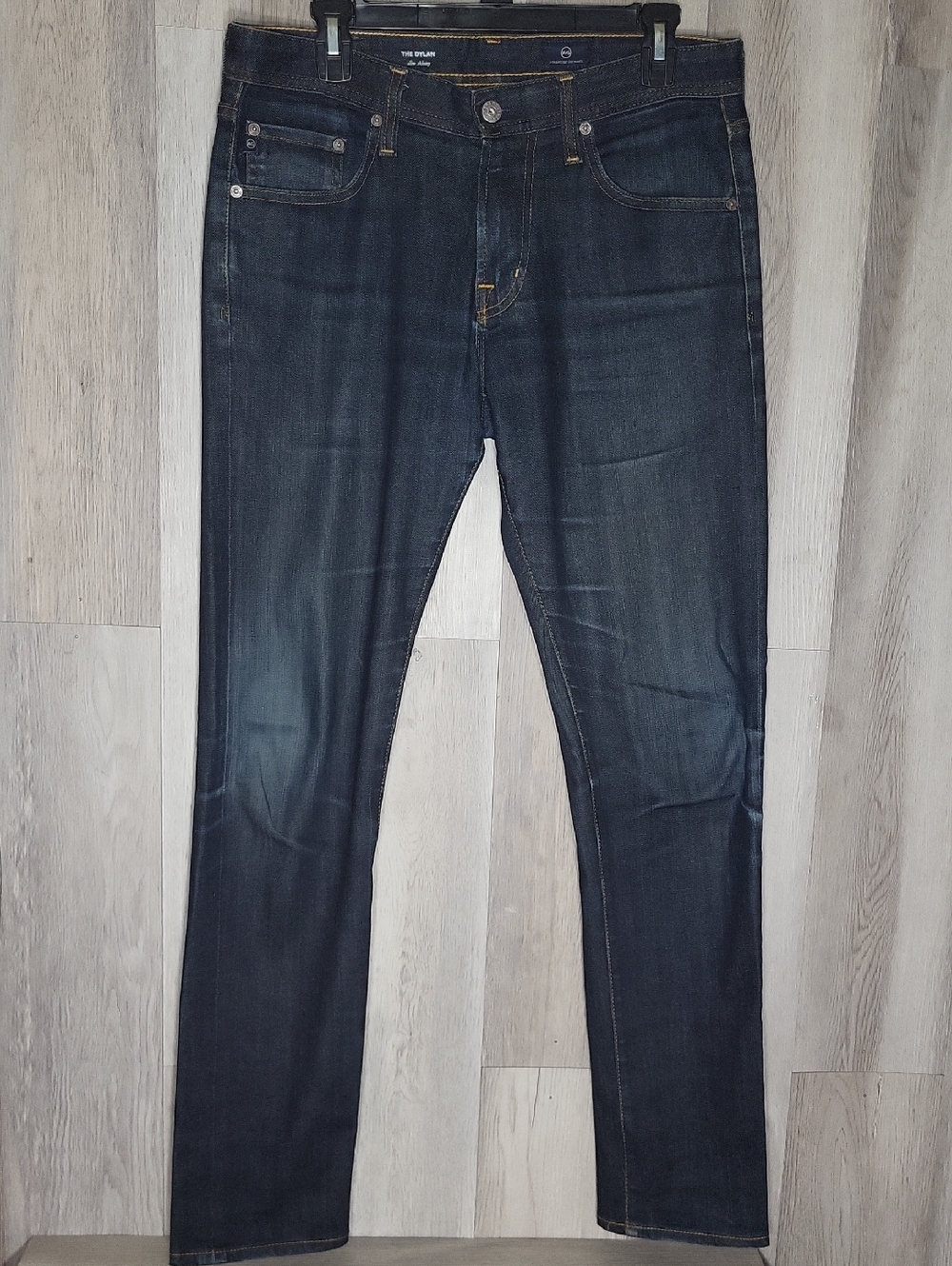 AG Adriano Goldschmied The Dylan Mens 31x32 Slim Skinny Dark Blue Jeans Coated